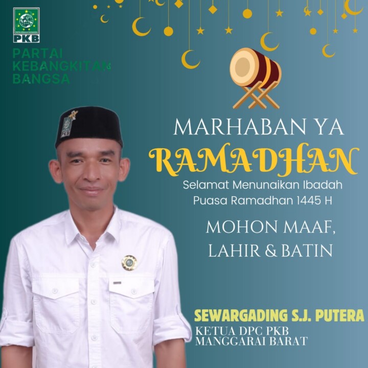 Ketua DPC Partai Kebangkitan Bangsa (PKB) Kabupaten Manggarai Barat, Sewargading S.J Putera, menekankan pentingnya menjadikan Bulan Ramadhan tahun ini sebagai momentum rekonsiliasi di tengah perbedaan pilihan politik pada Pemilu 2024.