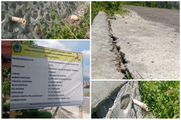 Sebuah proyek jalan lapisan penetrasi (Lapen) di Terminal Kembur, Manggarai Timur, yang dikerjakan oleh CV Pena Mas dengan dana APBD Kabupaten Manggarai Timur Tahun 2023 senilai Rp944.999.000,-, menuai kritik tajam karena penyimpangan dalam pelaksanaannya.