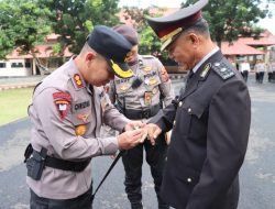 Kapolres Mabar Pimpin Upacara Pelepasan Purna Bakti Kompol Roberth Melkianus Bolle