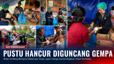 Pustu Hancur Diguncang Gempa, Bidan Endang Bersama Rekannya Tetap Layani Warga Sambil Bagikan Paket Sembako, Pemkab Matim Dimna?