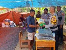 Polsek Borong Dirikan Posko Pengungsian, Salurkan Sembako dan Perlengkapan Tenda untuk 221 Warga Korban Gempa