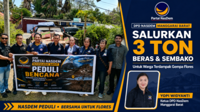 DPD NasDem Manggarai Barat Salurkan 3 Ton Beras dan Sembako untuk Warga Terdampak Gempa Flores